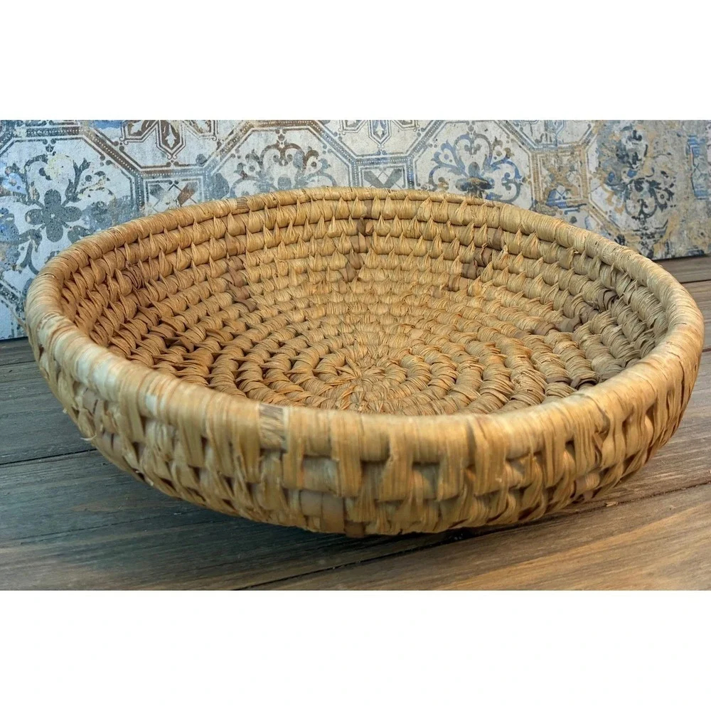 Unbranded Woven Straw Basket Coiled Decorative Bowl Cottagecore BOHO Excellent